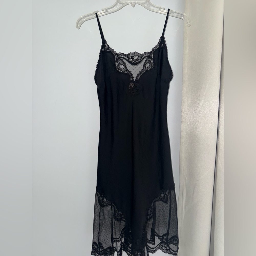 Victoria's Secret Black Lace-Trim Slip Dress